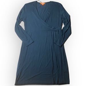 Joe Fresh Faux-wrap dress Black Stretchy Long Sleeves Size XL